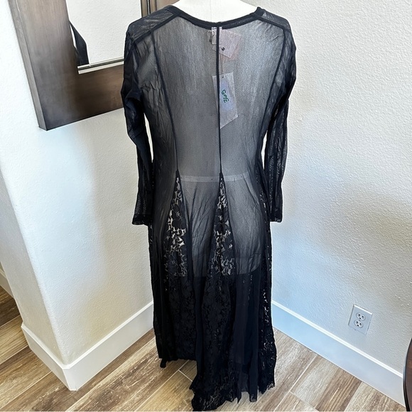 We Are Hah X Free People Mama C Lace + Mesh Maxi Dress in Oversized Small In Blk - Picture 3 of 7